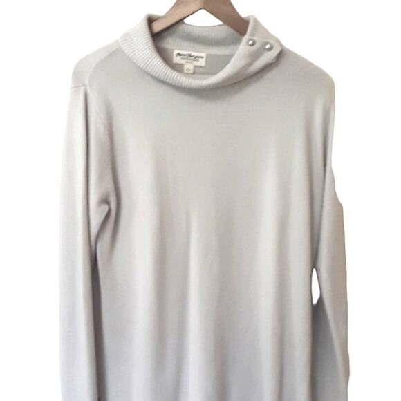 Norm Thompson Sweaters - Womens Sz L Gray Pearl Button Y2K Quiet Luxury Business Casual Cowl Neck Sweater